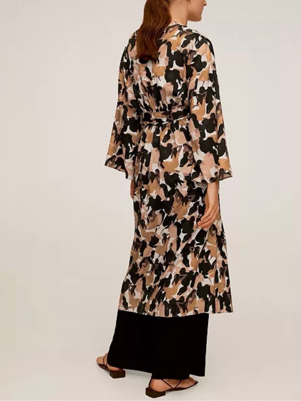 Mango Longline Kimono Dress Brocade print